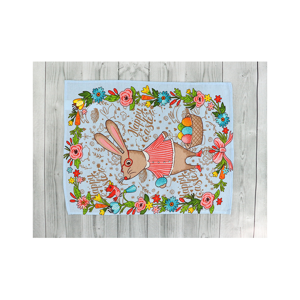 Рушник Руно вафельний набивний Великдень блакитний 45х60 см (205.15_Великдень блакитний_1) - зображення 2