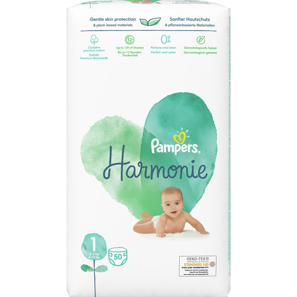 Підгузки Pampers Harmonie Newborn Розмір 1 (2-5 кг) 50 шт. (8006540156513) - зображення 2