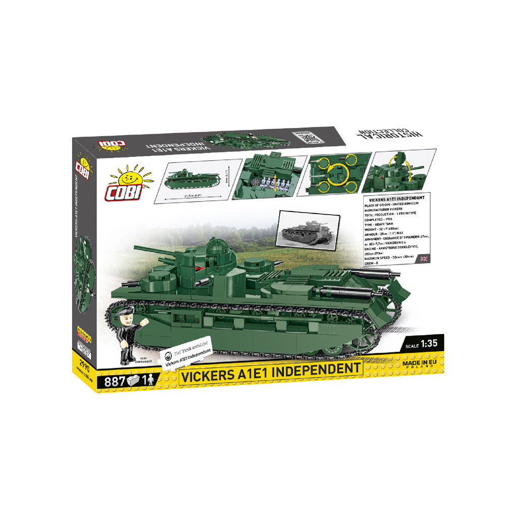 Конструктор Cobi Перша Світова Війна Танк Віккерс A1E1 Незалежний, 886 деталей (COBI-2990) - зображення 2