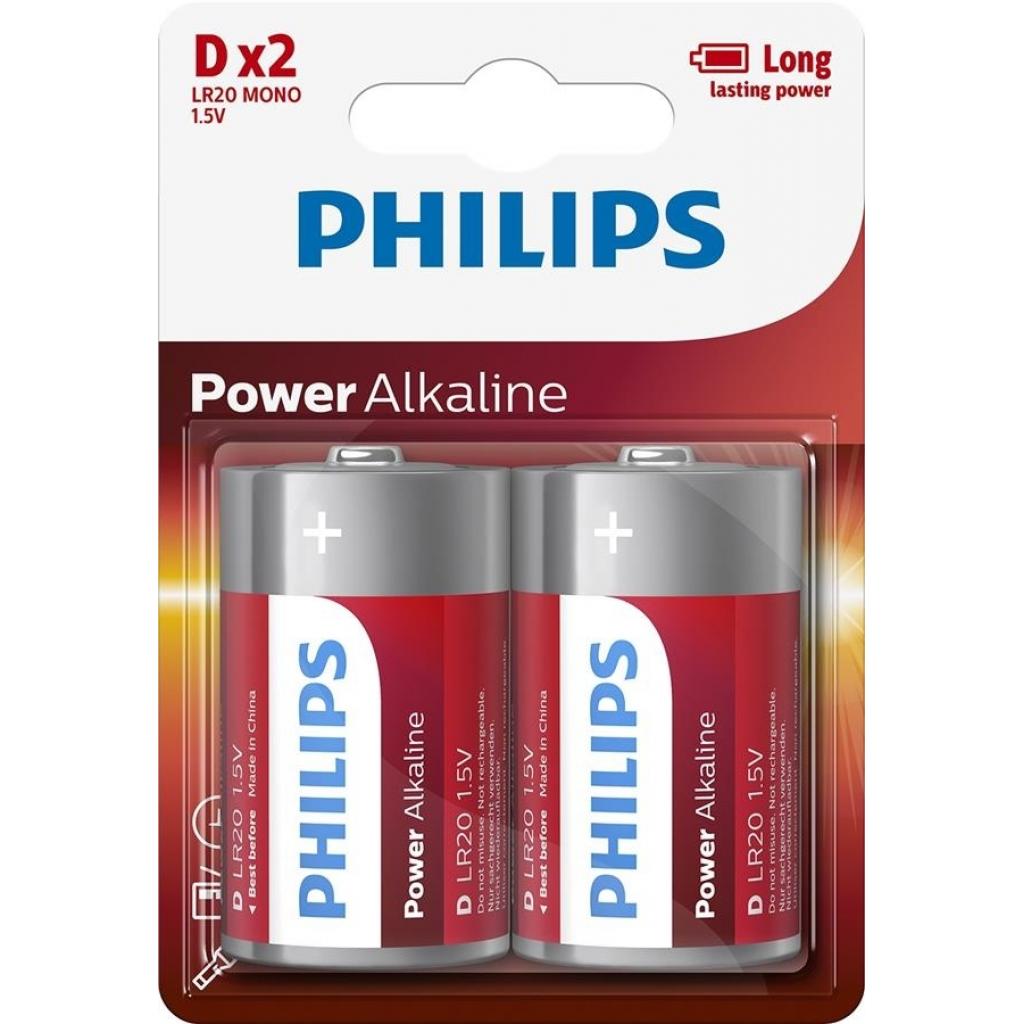 Батарейка Philips D LR20 Power Alkaline * 2 (LR20P2B/10) - зображення 1