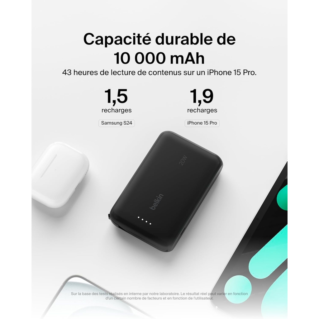 Батарея універсальна Belkin 10000mAh, 20W, USB-C, Black (BPB021HQBK) - зображення 8