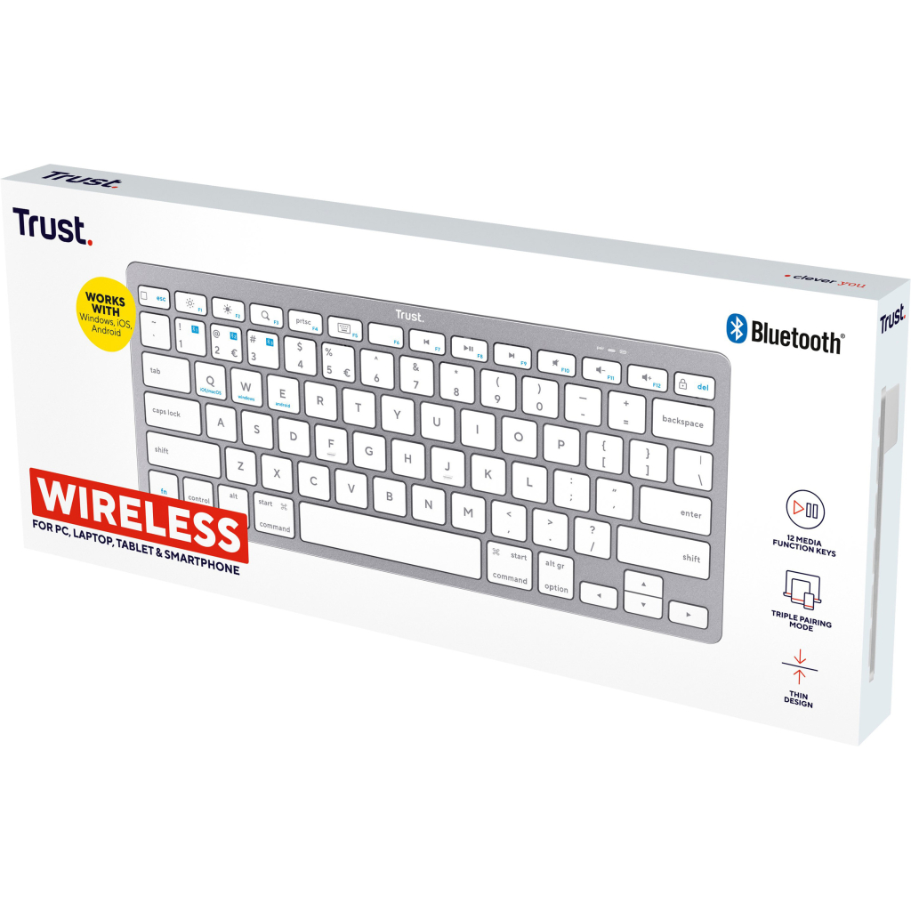 Клавіатура Trust Basics Bluetooth UA White (25486) - зображення 4