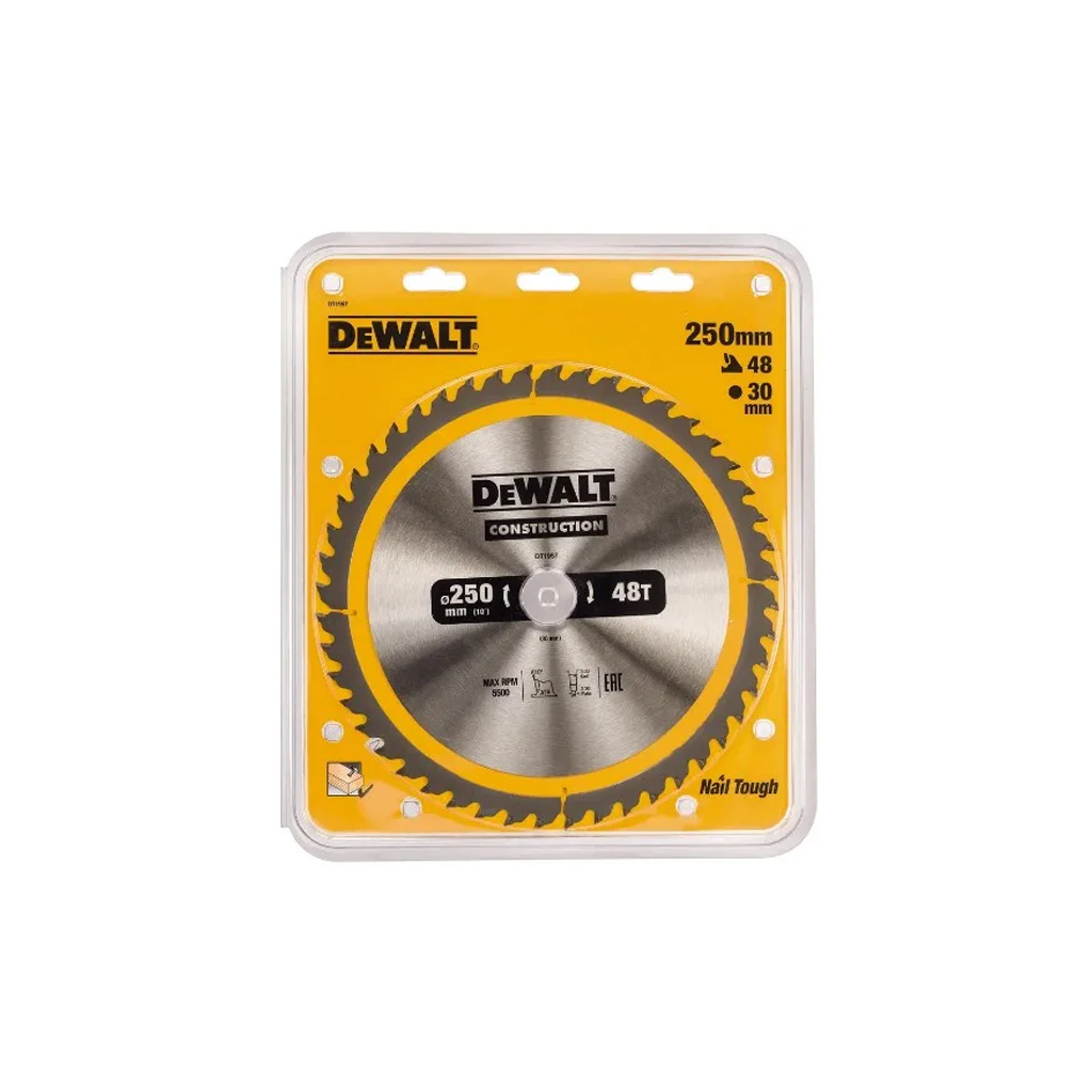 Диск пильний DeWALT CONSTRUCTION 250х30 мм, 48z (ATB) + 10 град (DT1957) - зображення 2