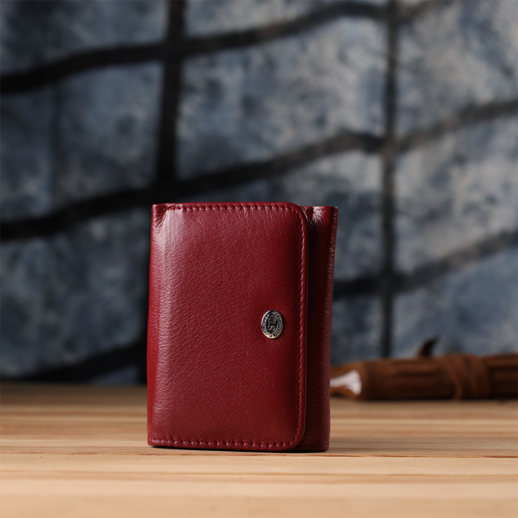 Гаманець ST Leather З натуральної шкіри Бордовий (23073) - зображення 9