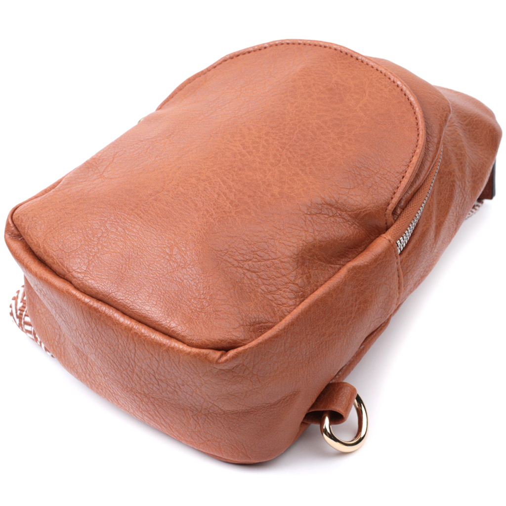 Сумка Vintage Жіноча через плече з екошкіри з акцентом на текстильну лямку Руда (22780) - зображення 5