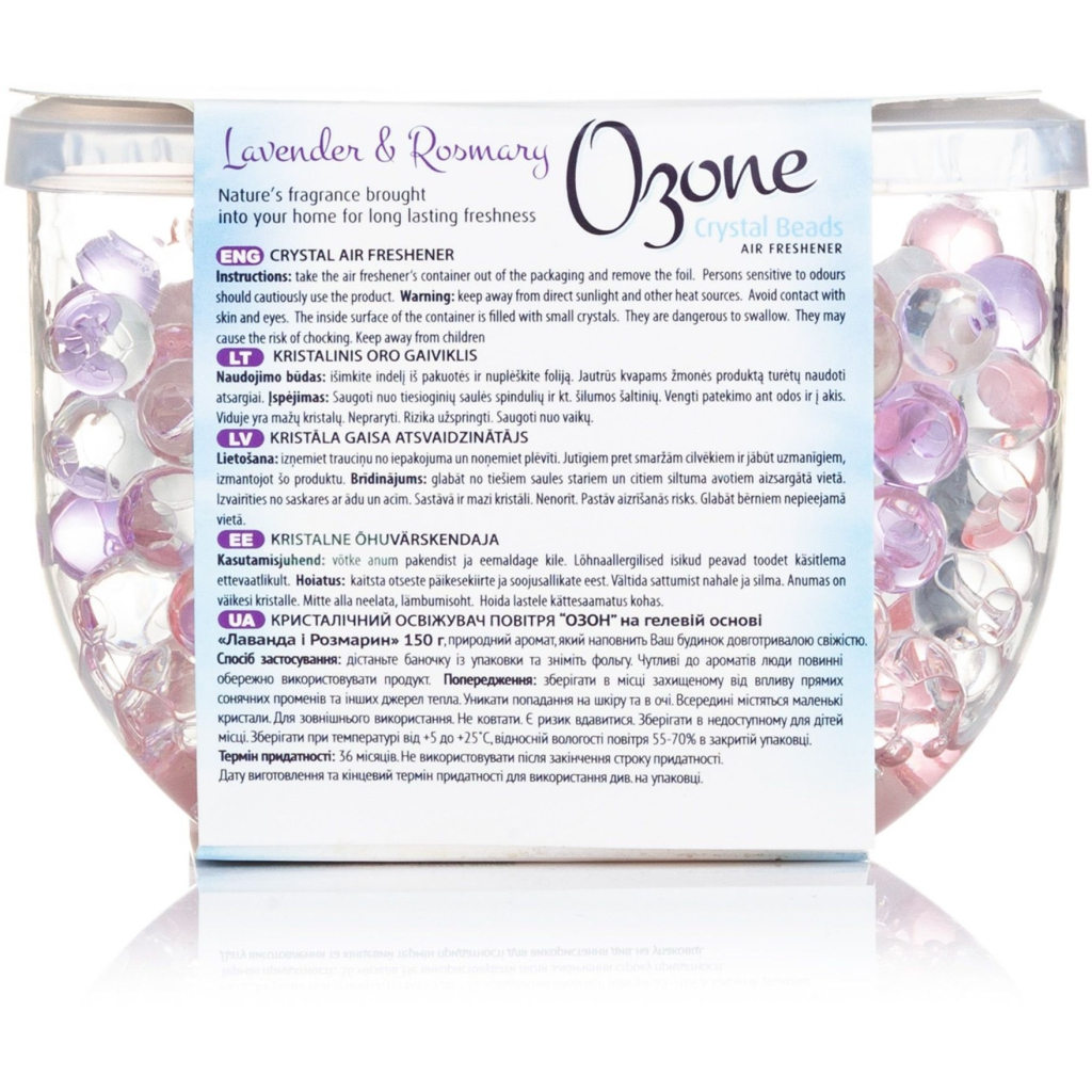 Освіжувач повітря Ozone Crystal Beads Кристалічний на основі гелю Лаванда та розмарин 150 г (4770416340576) - изображение 2