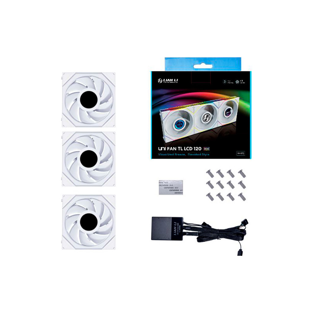 Кулер до корпусу Lian Li TLLCD 120-3, White Cooler (G99.12TLLCD3W.00) - изображение 8