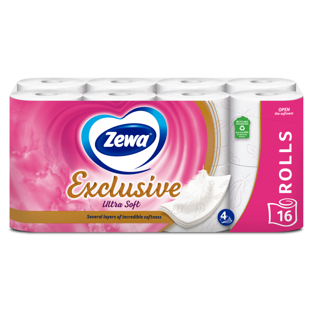 Туалетний папір Zewa Exclusive Ultra Soft 4 шари 16 рулонів (7322541188812) - зображення 1