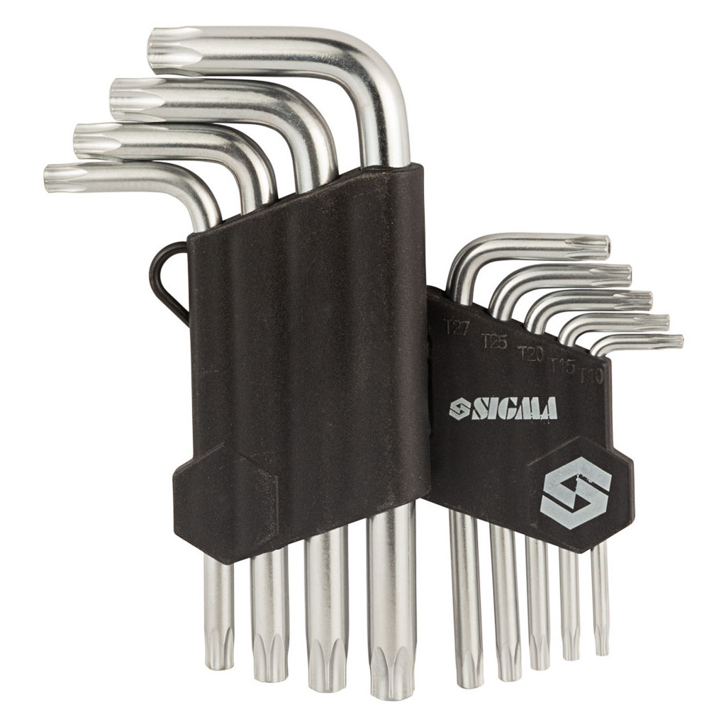 Ключ Sigma набір TORX 9шт T10-T50 CrV, короткі з отвором (4022211) - зображення 4