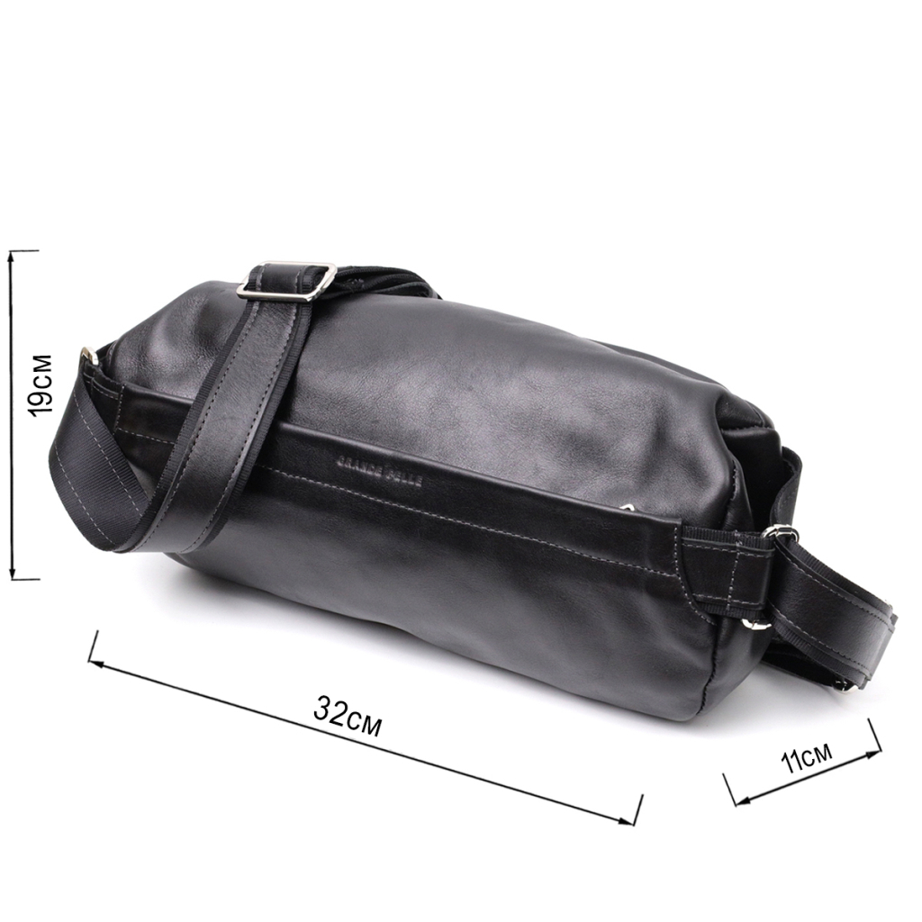 Сумка Grande Pelle Через плече з натуральної шкіри Чорна (11649) - зображення 3