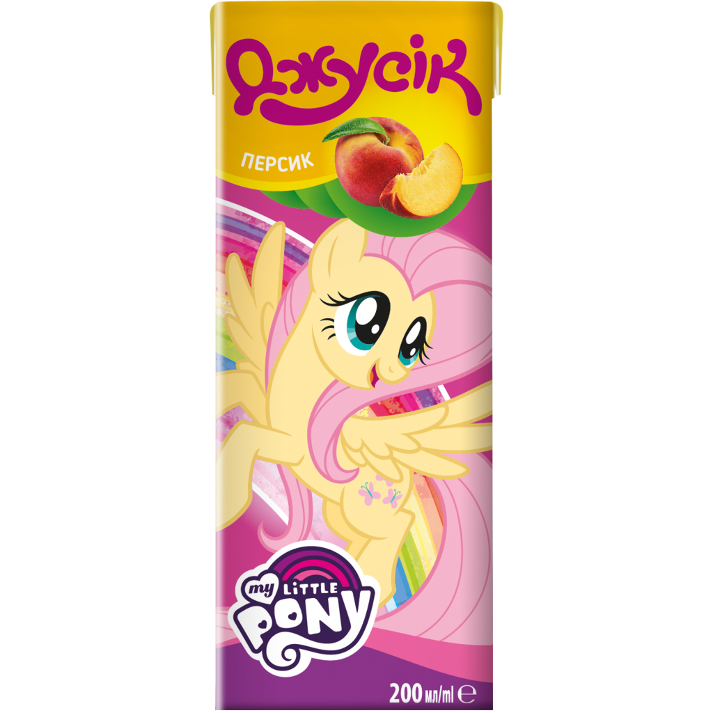 Сік дитячий Джусік Поні-Трансформери Персиковий з м'якоттю 200 мл (4820016252677) - изображение 1