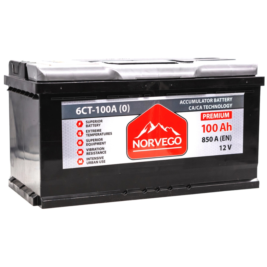 Акумулятор автомобільний NORVEGO ВЕСТА Premium 100A +прав (0) (850 пуск) - зображення 2
