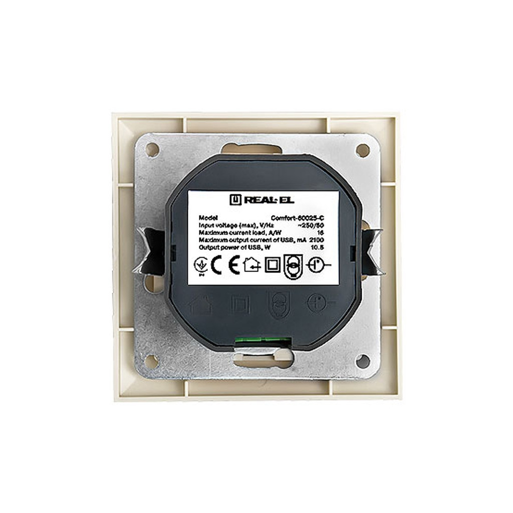 USB розетка REAL-EL Розетка USB (Comfort-60025-C) - зображення 2
