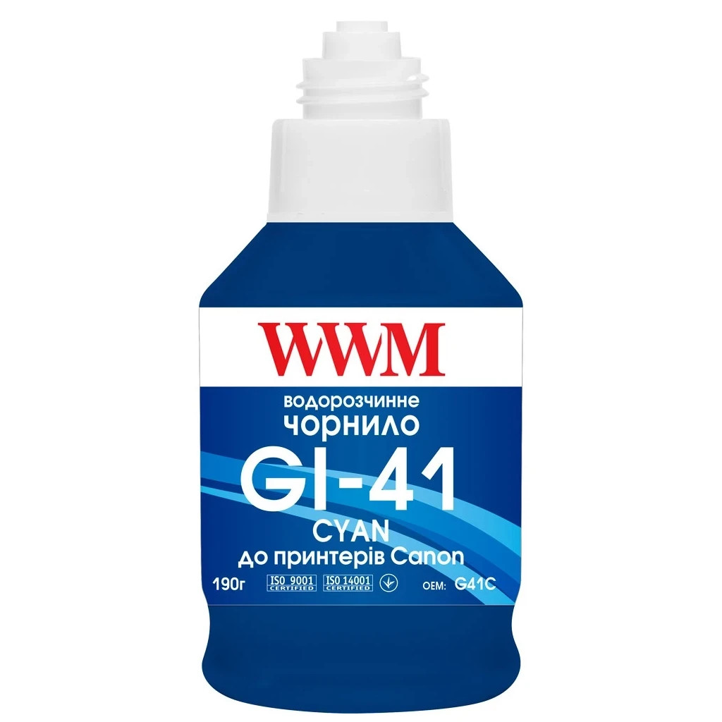 Чорнило WWM Canon GI-41 для Pixma G2420/3420 190г Cyan (KeyLock) (G41C) - зображення 2