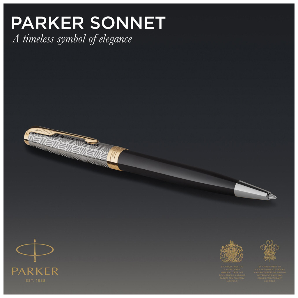 Ручка кулькова Parker SONNET 17 Metal & Black Lacquer GT BP (68 132) - изображение 5