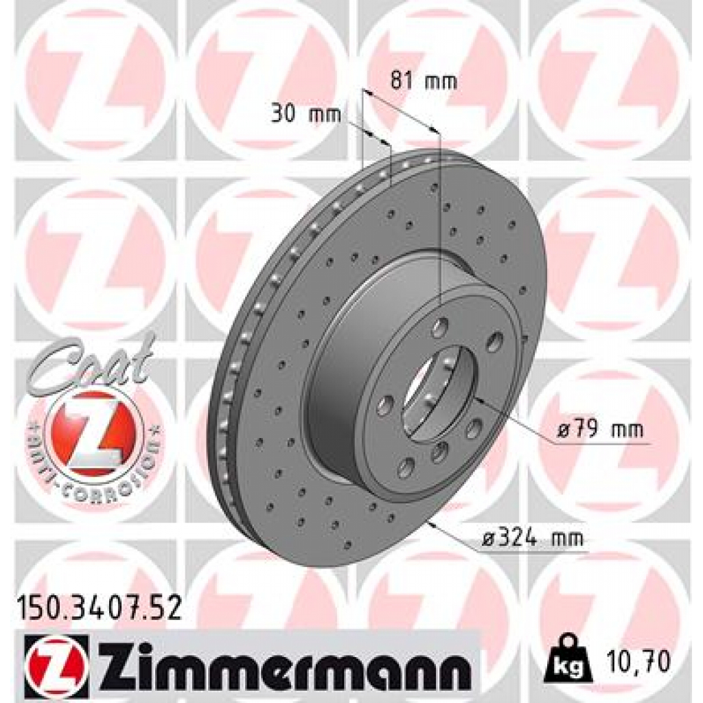 Гальмівний диск ZIMMERMANN 150.3407.52 - зображення 1