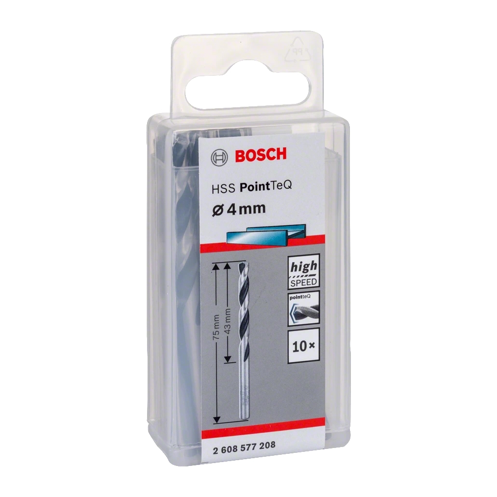 Свердло Bosch по металу HSS-PointTeQ, 4х43х75мм, 10шт (2.608.577.208) - изображение 2