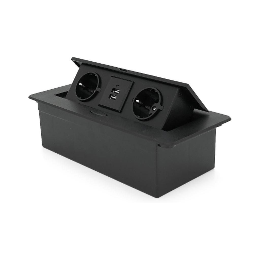 Розетка Voltronic J29L, дві розетки + 2*USB, напольна, висувна (20011) - зображення 2