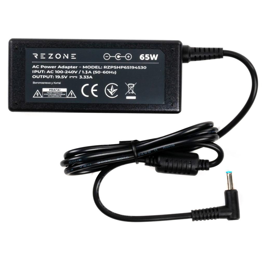 Блок живлення до ноутбуку Rezone HP 65W 19.5V 3.33А 4.5*3.0 (RZPSHP65194530) - зображення 3