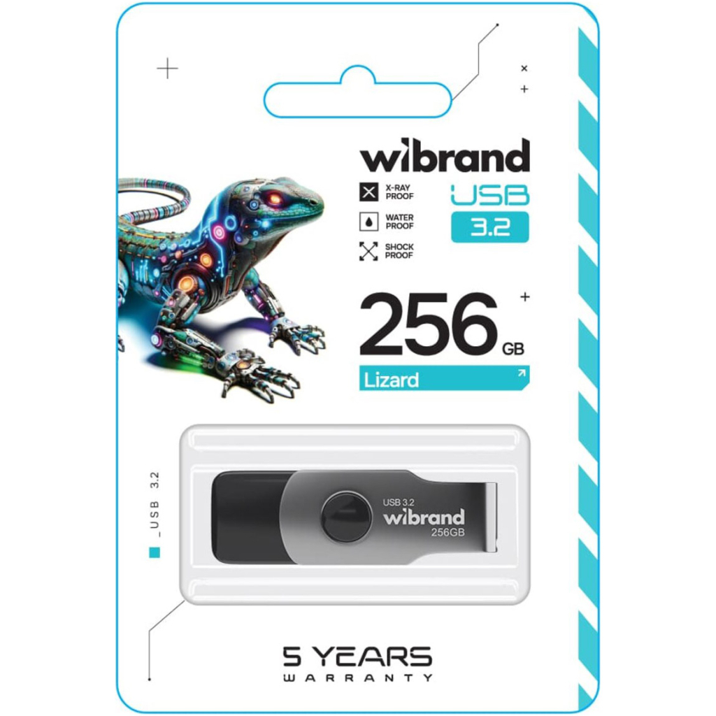 USB флеш накопичувач Wibrand 256GB Lizard Black USB 3.2 (WI3.2/LI256P9B) - зображення 3