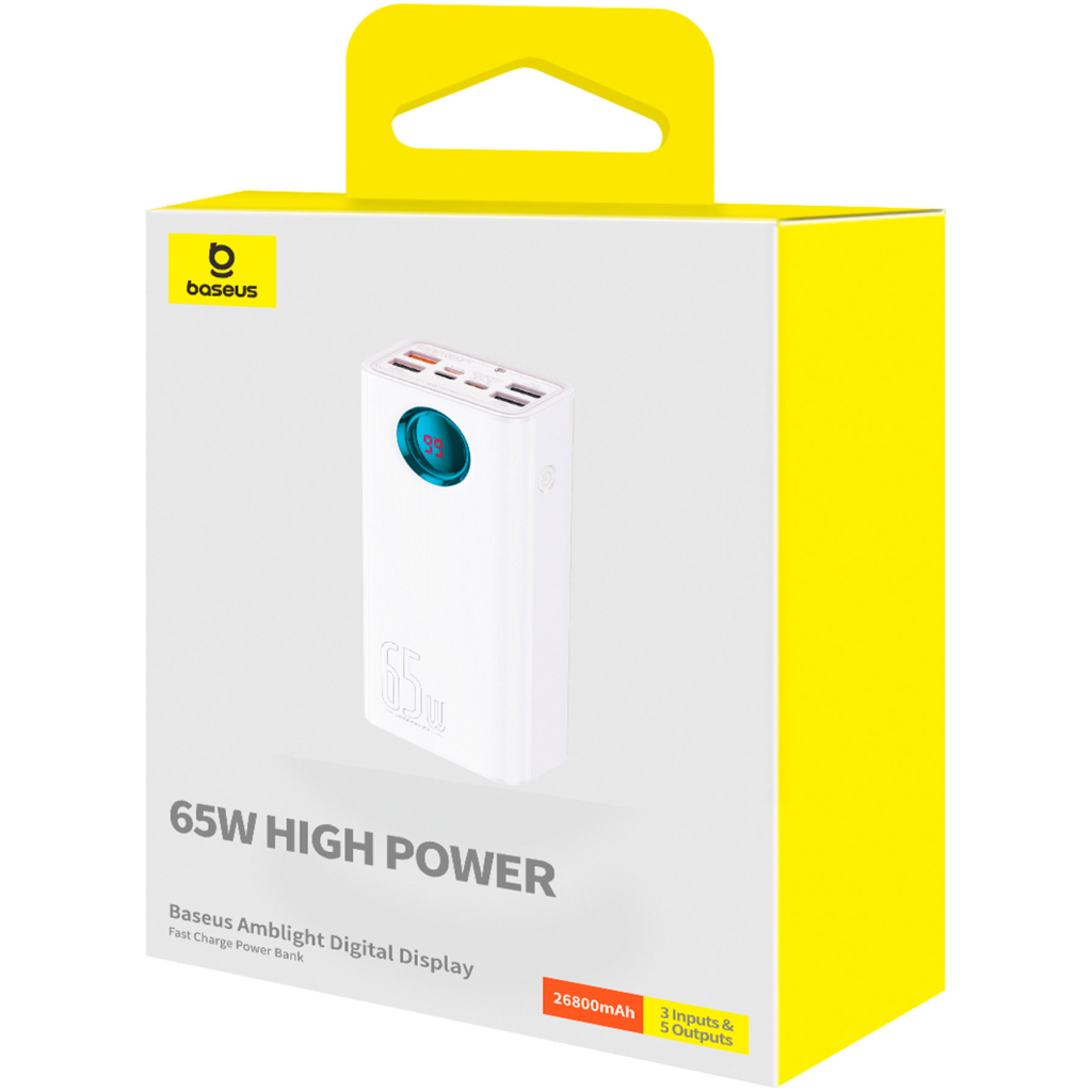 Батарея універсальна Baseus Amblight 26800mAh 65W OE, white (P10022402223-00) - зображення 6