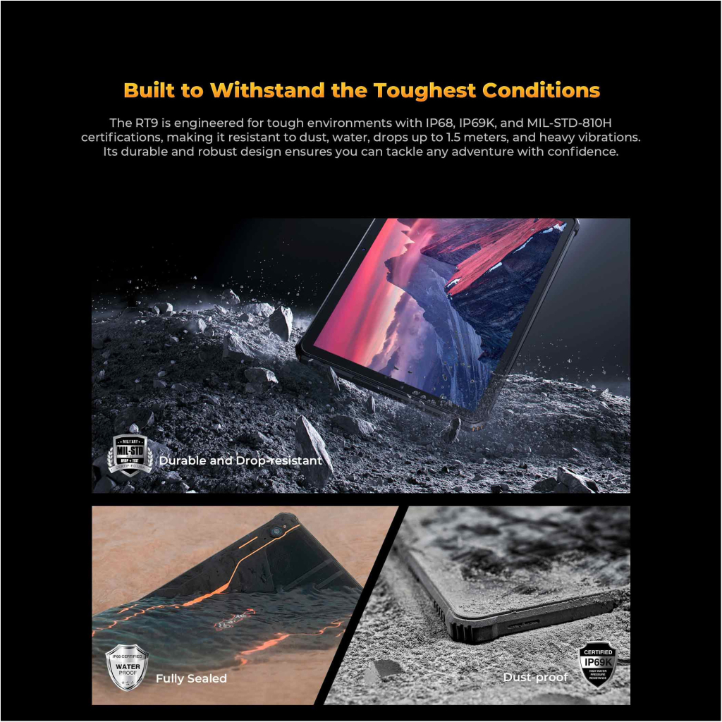 Планшет OUKITEL RT9 10.1" 6/256GB LTE Black-Orange (6931940766838) - зображення 8