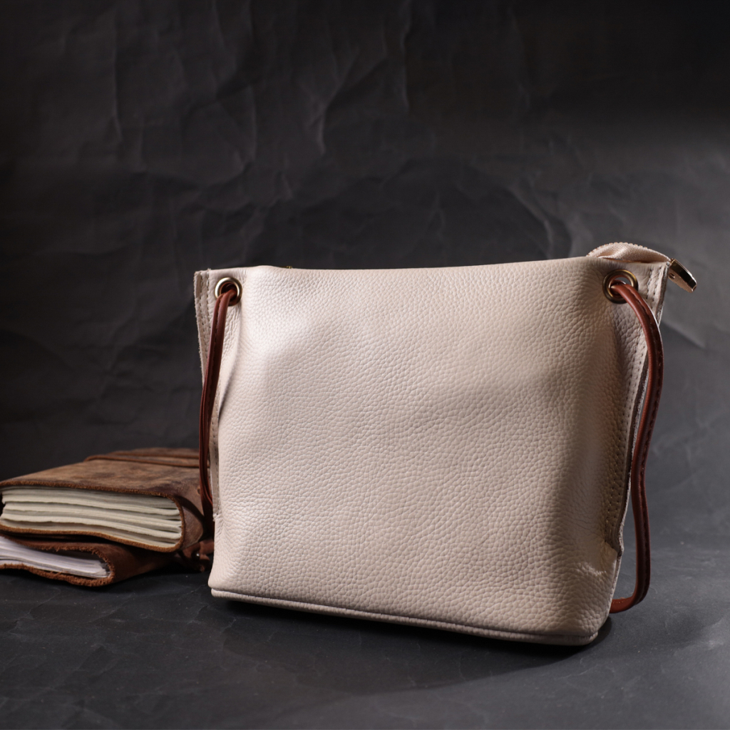 Сумка Vintage Жіноча трапецієподібна з натуральної шкіри Біла (22396) - зображення 8