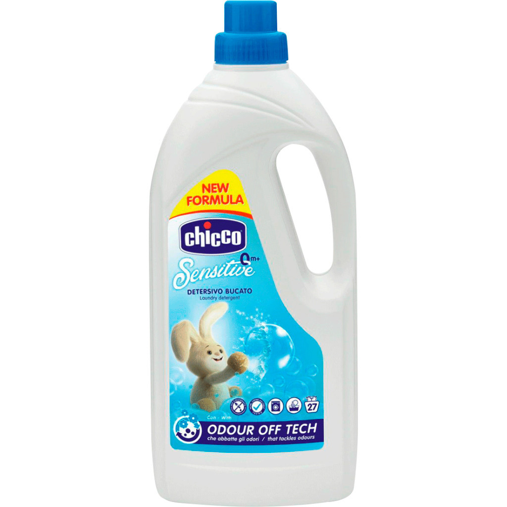 Гель для прання Chicco Sensitive для дитячих речей 1.5 л (8058664122325) - изображение 1