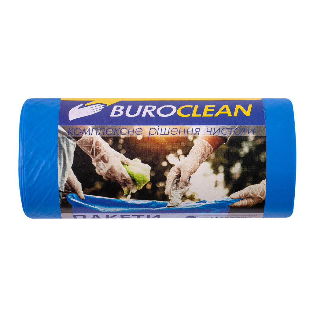 Пакети для сміття Buroclean EuroStandart міцні сині 60 л 20 шт. (4823078977878) - зображення 1