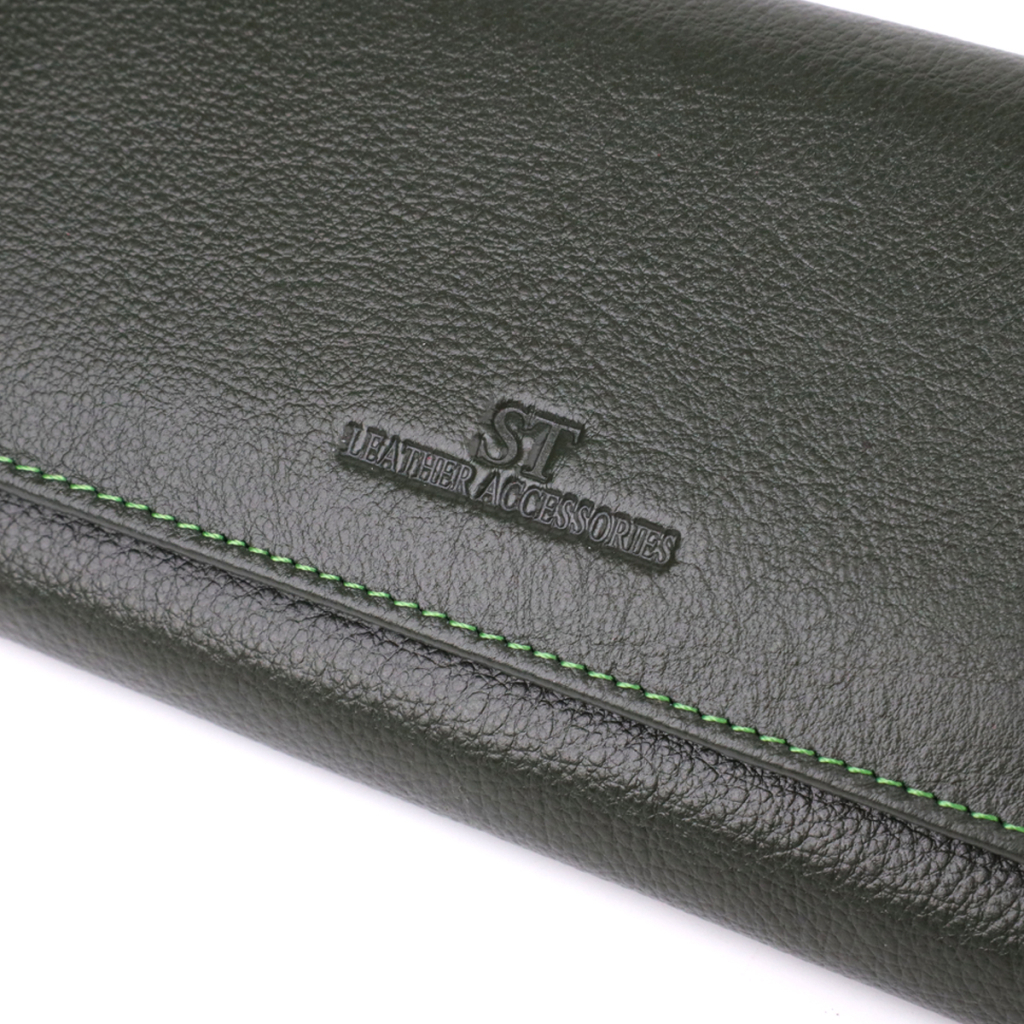 Гаманець ST Leather З натуральної шкіри Зелений (23066) - изображение 5