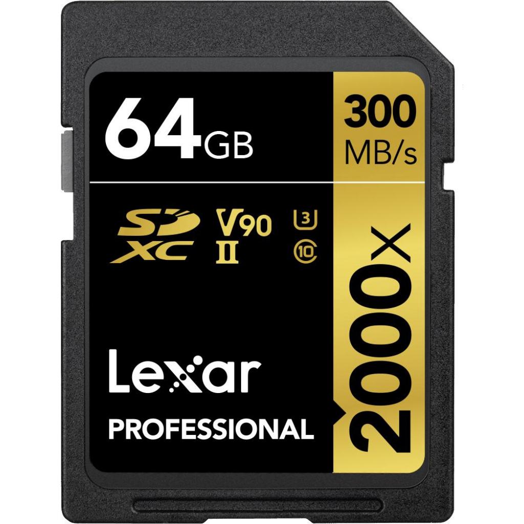 Карта пам'яті Lexar 64GB SDXC class 10 UHS-II 2000x Professional (LSD2000064G-BNNNG) - зображення 1