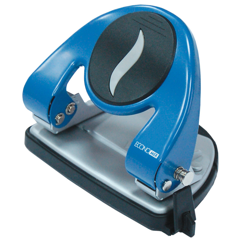 Діркопробивач Economix з лінійкою 20 аркушів Синій (E40117) - зображення 1