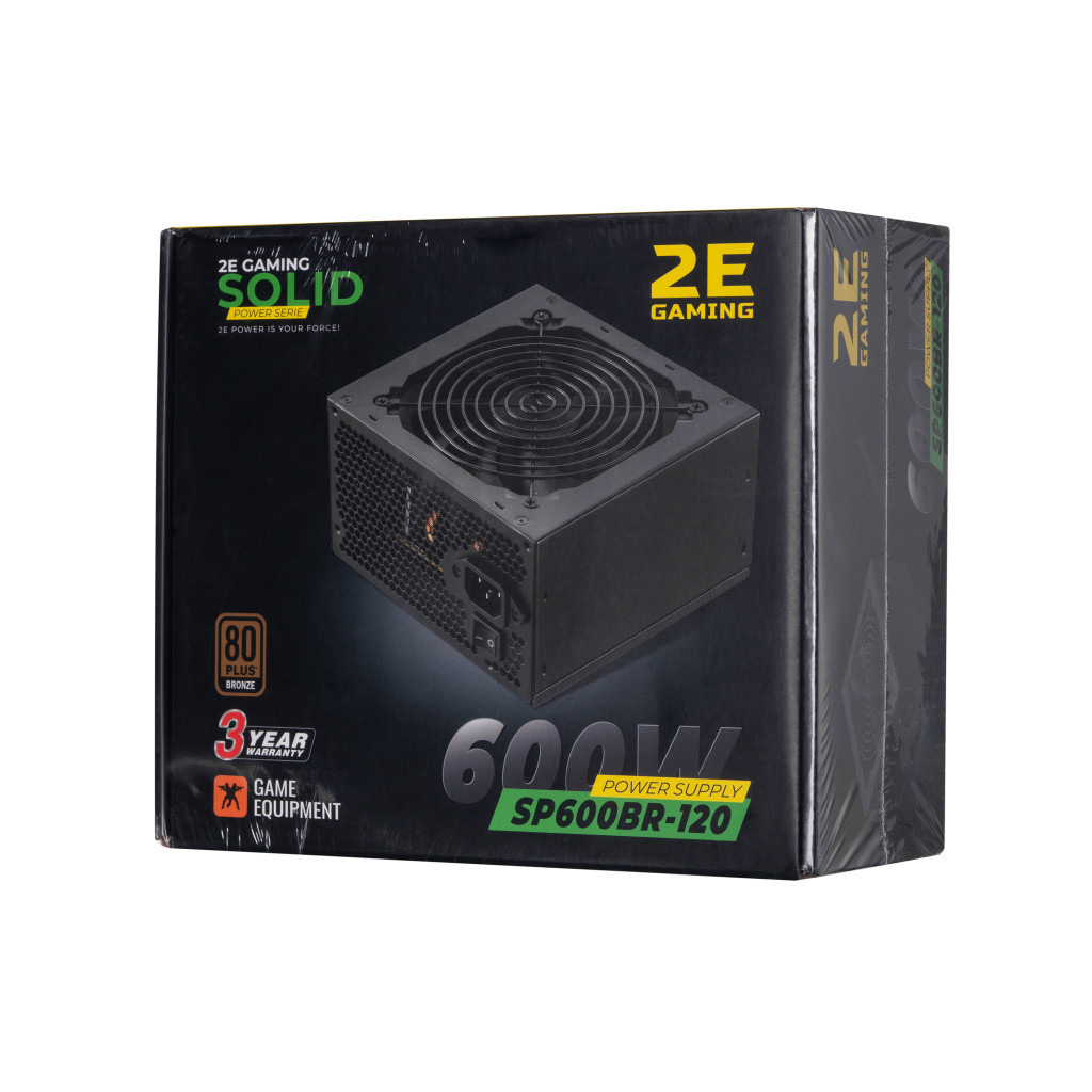 Блок живлення 2E GAMING SOLID POWER (600W), >85, 80+ Bronze, 120mm, 1xMB 24pin(20+4), 1xCPU 8pin(4+4), 3xMolex, (2E-SP600BR-120) - зображення 11