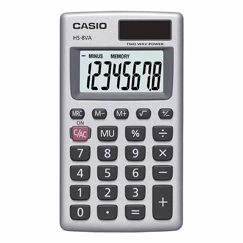 Калькулятор Casio HS-8VA-W-E, сріблястий (CALC-CAS-HS-8VA-W-EP) - зображення 1