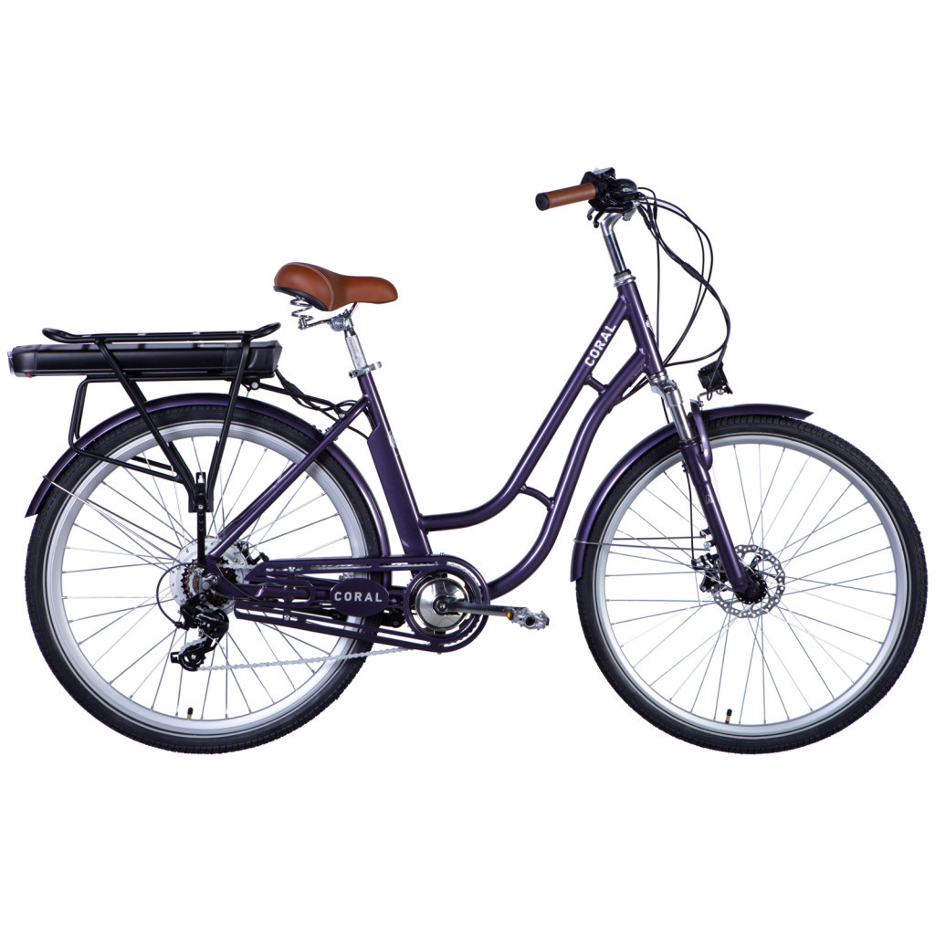 Електровелосипед Dorozhnik eCORAL 28" 19" 48B 12.5А*г St 2024 Сливовий (ELB-D-28-046) - зображення 1