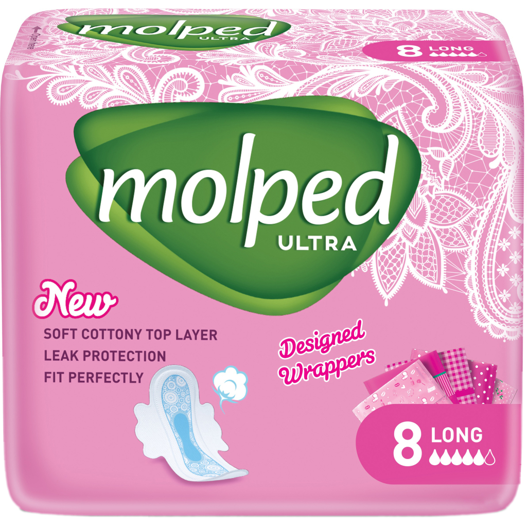 Гігієнічні прокладки Molped Ultra Long 5 крапель 8 шт. (8690536837601/8690536825127) - зображення 1