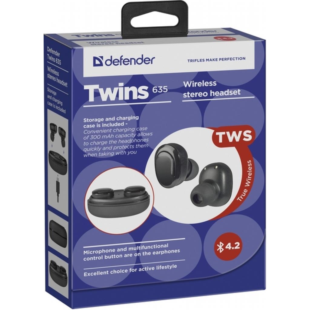 Навушники Defender Twins 635 TWS Bluetooth Black (63635) - зображення 6