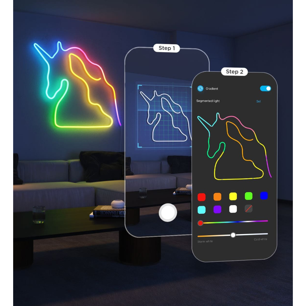 Світлодіодна стрічка Govee H61D3 Neon Rope Light 2, 3.0m, RGBIC, WI-FI/Bluetooth, white (H61D3301) - зображення 4