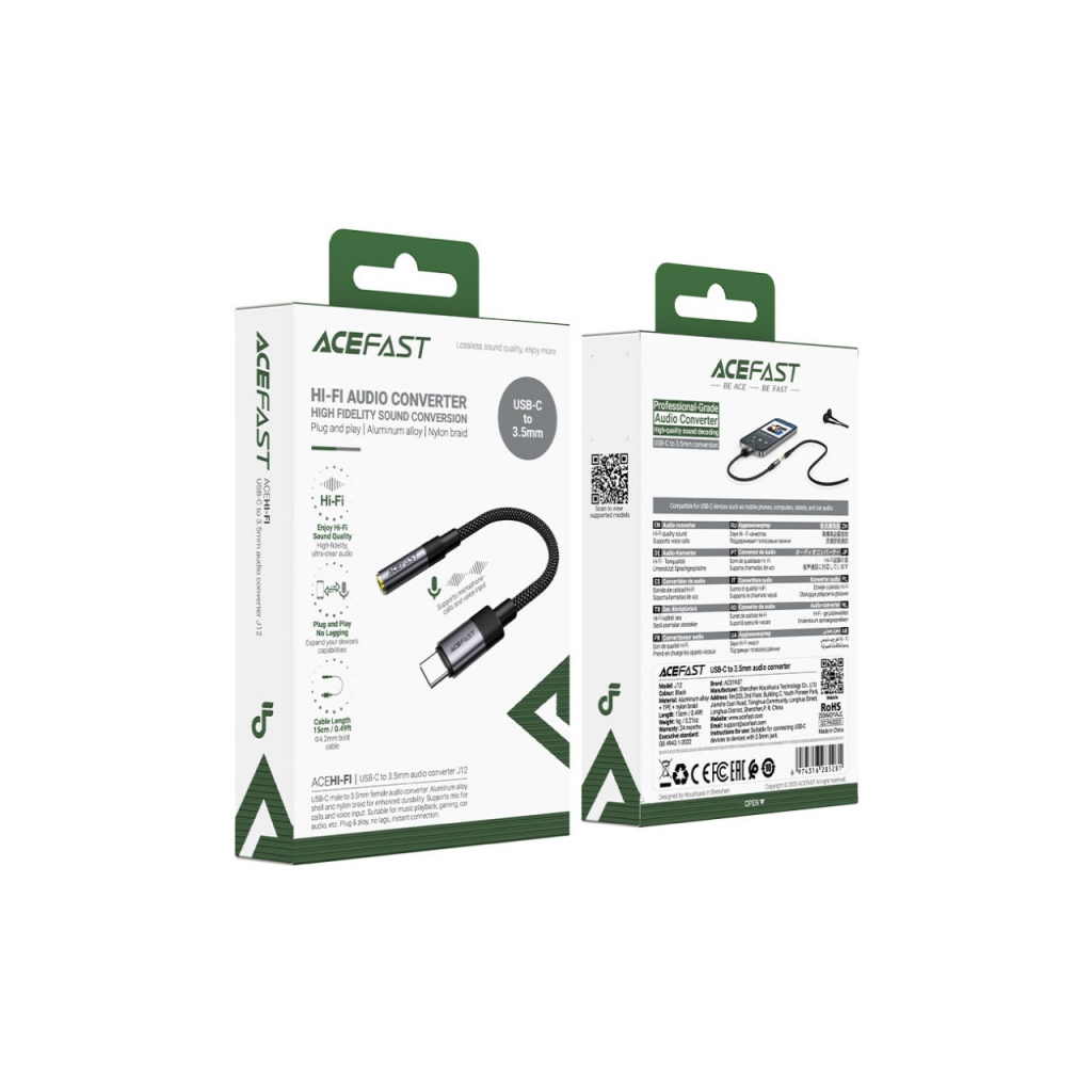 Перехідник USB-C to 3.5mm F 0.15m DAC audio black Acefast (6974316285281) - picture 4
