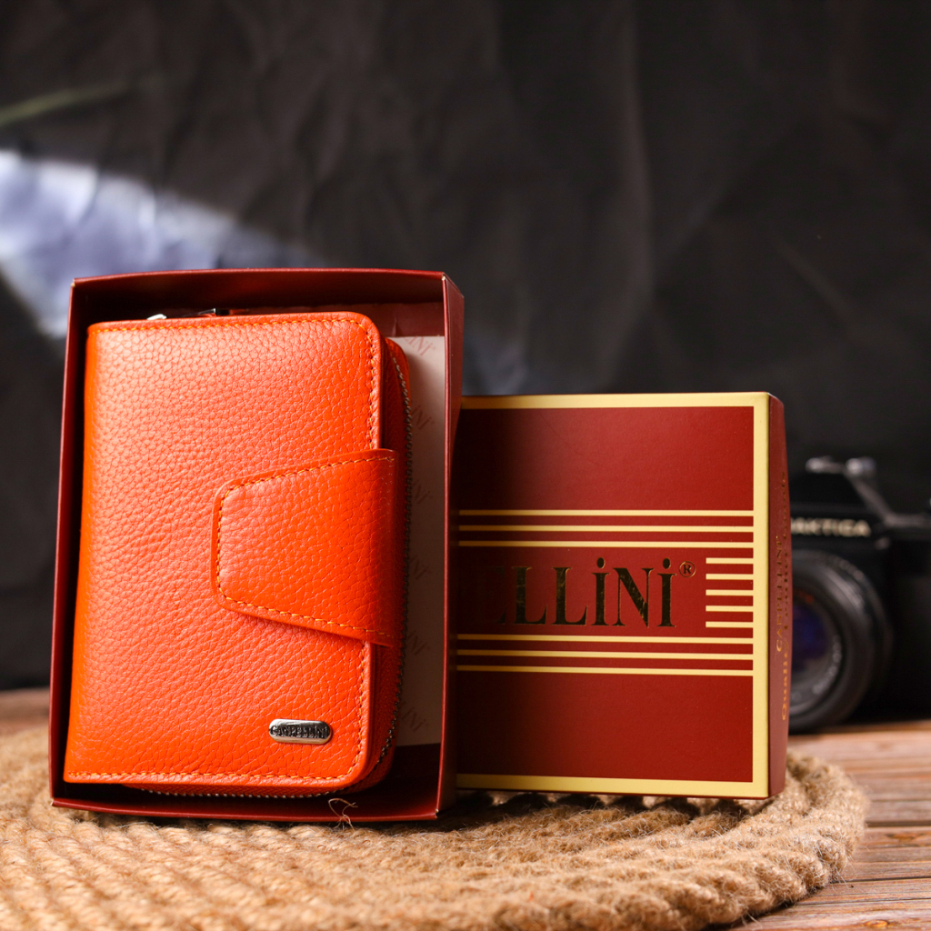Портмоне Canpellini З натуральної шкіри флотар Помаранчеве (21602) - зображення 12