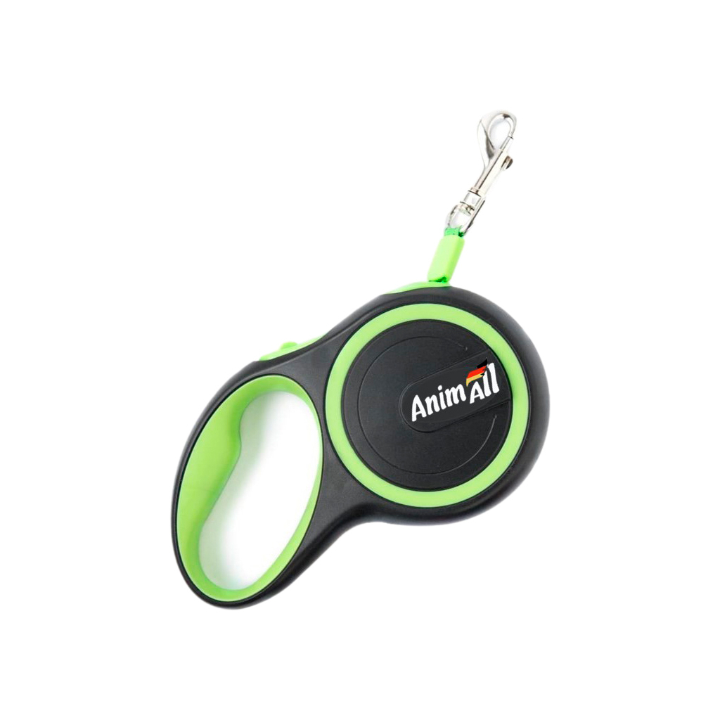 Повідець для собак AnimAll S до 15 кг 3 м (салатово-чорний) (2000981120207) - зображення 1