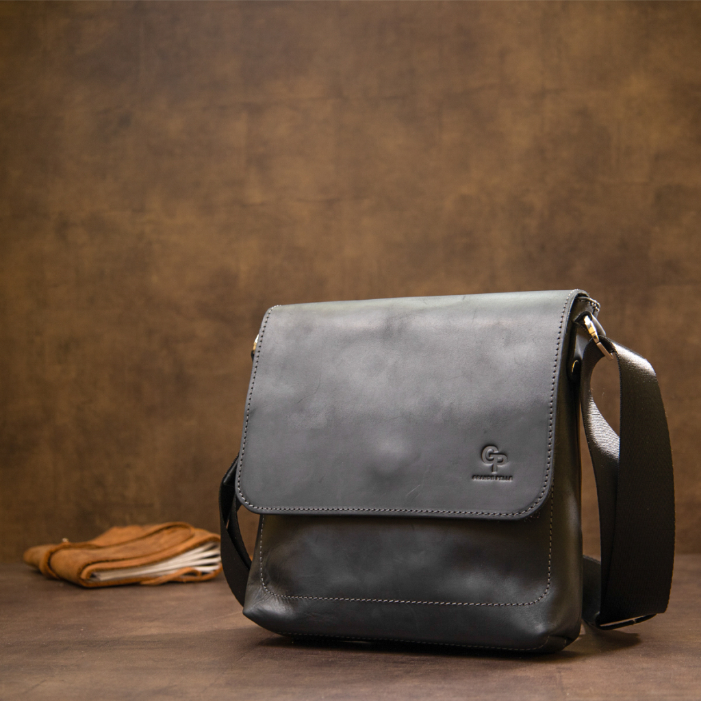 Сумка Grande Pelle Шкіряна чоловіча Чорна (11431) - зображення 9