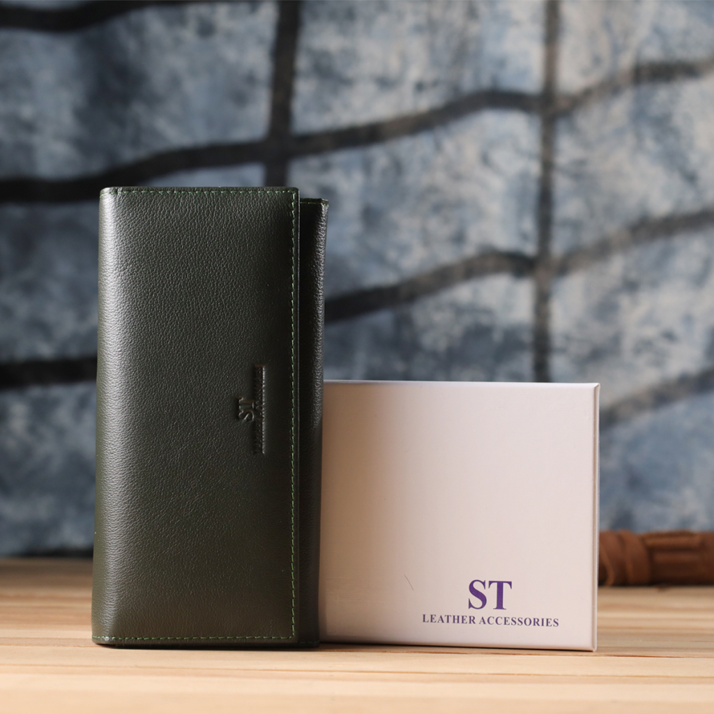 Гаманець ST Leather З натуральної шкіри Зелений (23067) - изображение 12