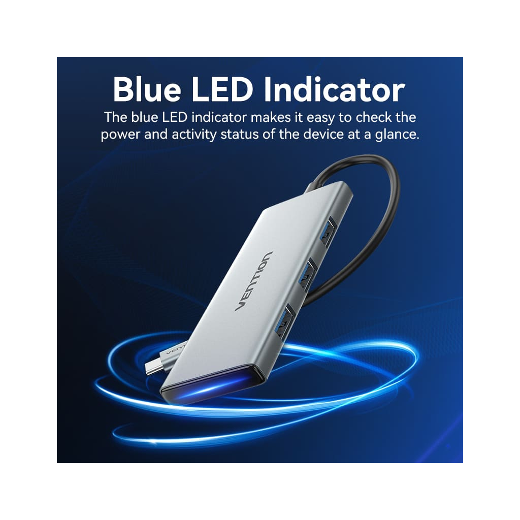 Концентратор Vention USB 3.1 Type-C to HDMI/USB 3.0x3/SD/TF/PD 100W 7-in-1 (TOPHB) - изображение 3