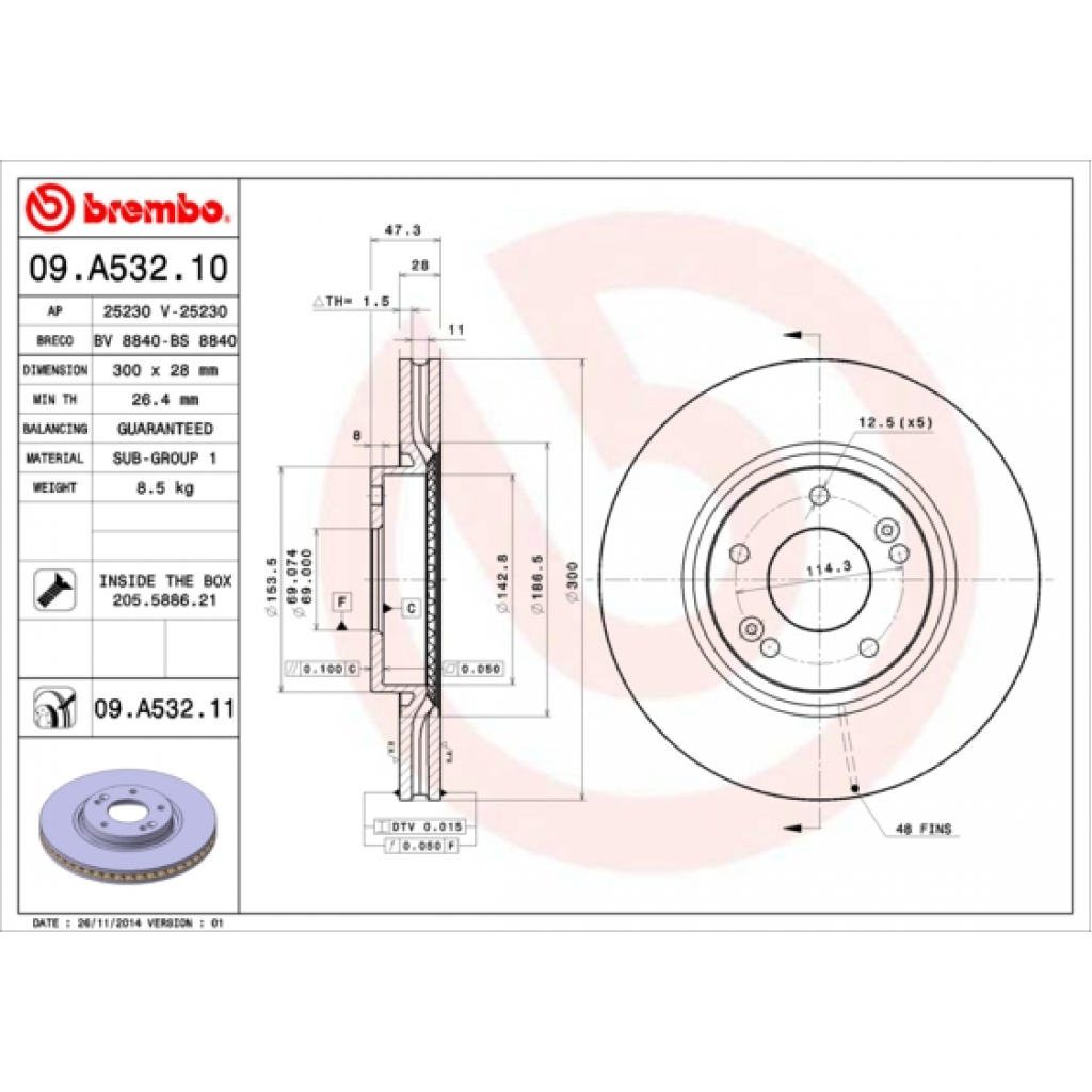 Гальмівний диск Brembo 09.A532.11 - зображення 1