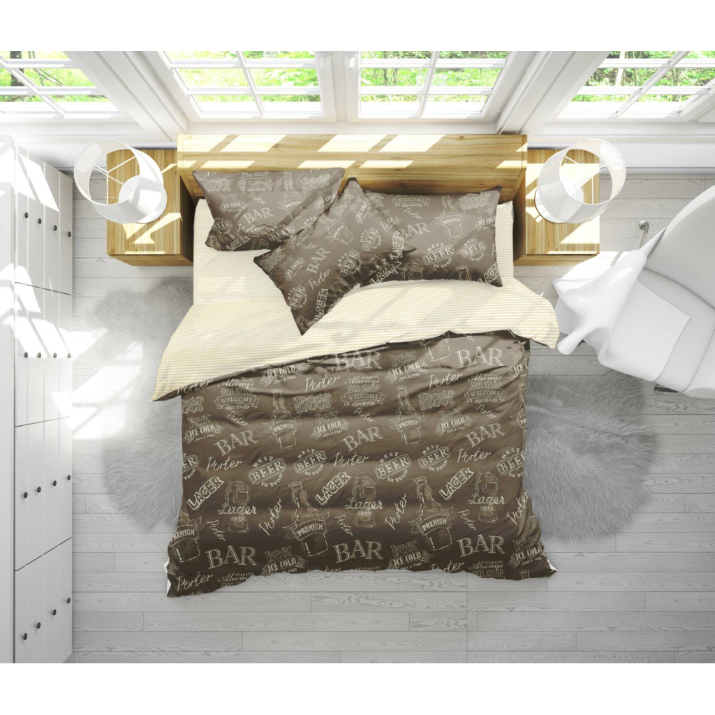 Постільна білизна MirSon Бязь 17-0509 Beer Bar Porter Сімейний (2200003628432) - зображення 1