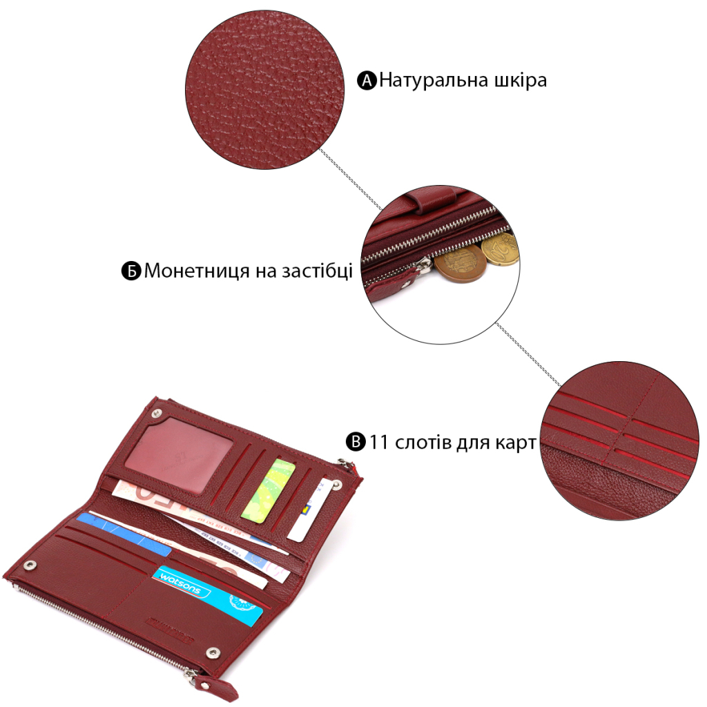Гаманець ST Leather Бордовий (19433) - зображення 4