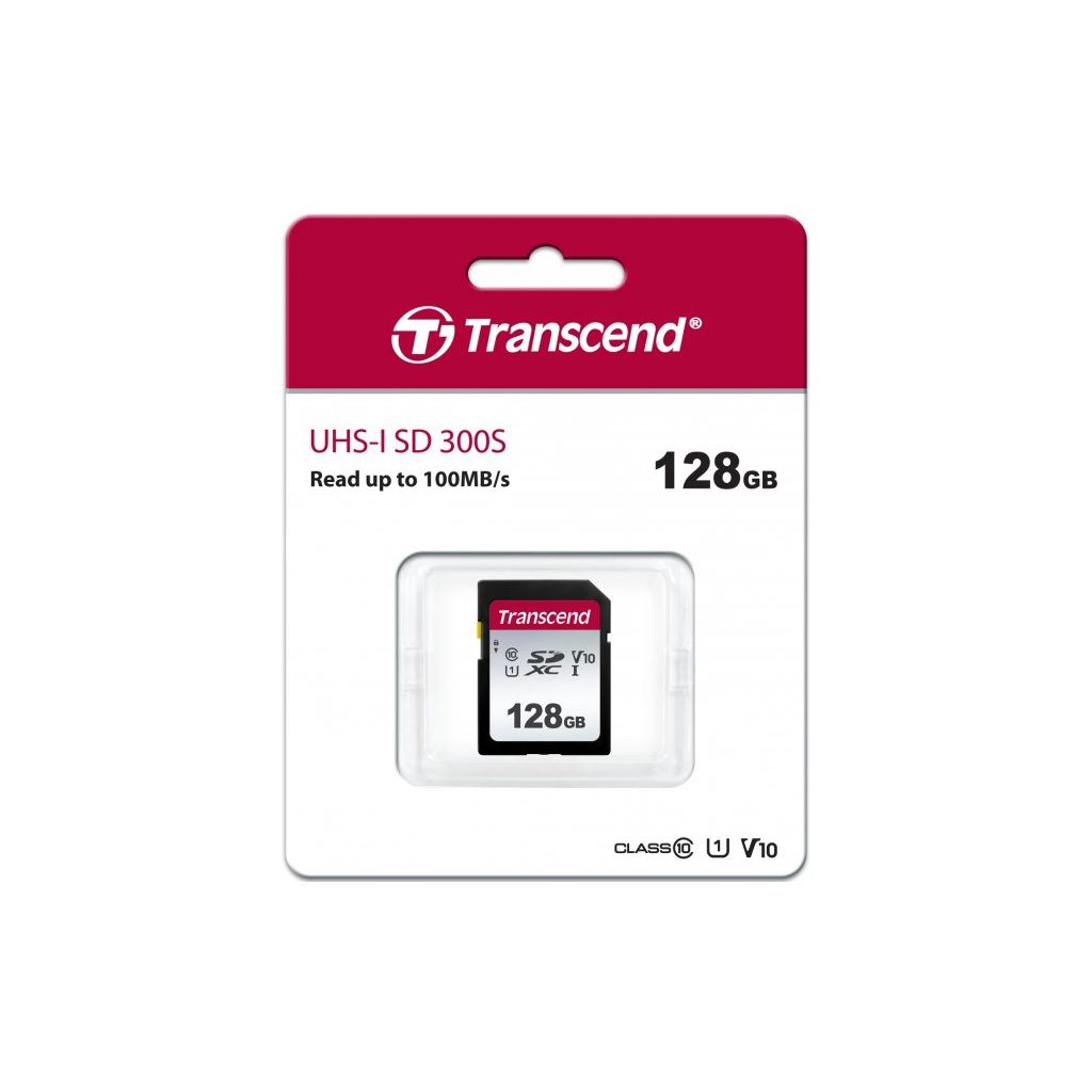 Карта пам'яті Transcend 128GB SDXC class 10 UHS-I U1 V10 (TS128GSDC300S) - зображення 2