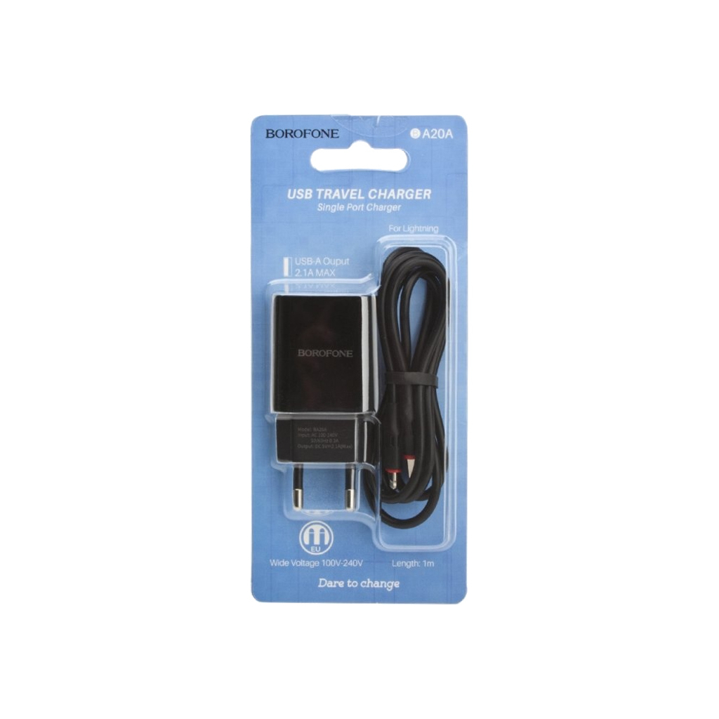 Зарядний пристрій BOROFONE BA20A Sharp charger set(Lightning) Black (BA20ALB) - зображення 6
