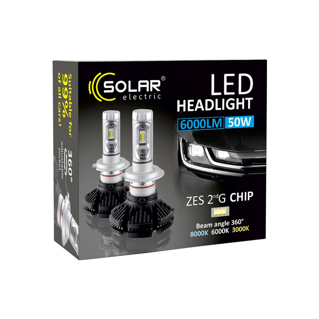 Автолампа SOLAR H4 12/24V 6000Lm 50W ZES Chip (8804) - зображення 4
